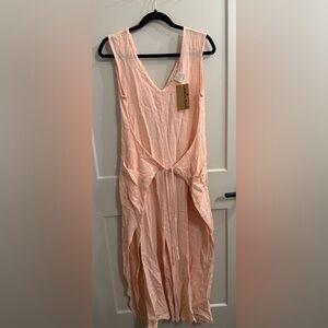 Elegant Peach Sleeveless Jumpsuit.